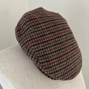 Man Of Aran Woollen Flat Cap Tweed Houndstooth Adjustable O/S